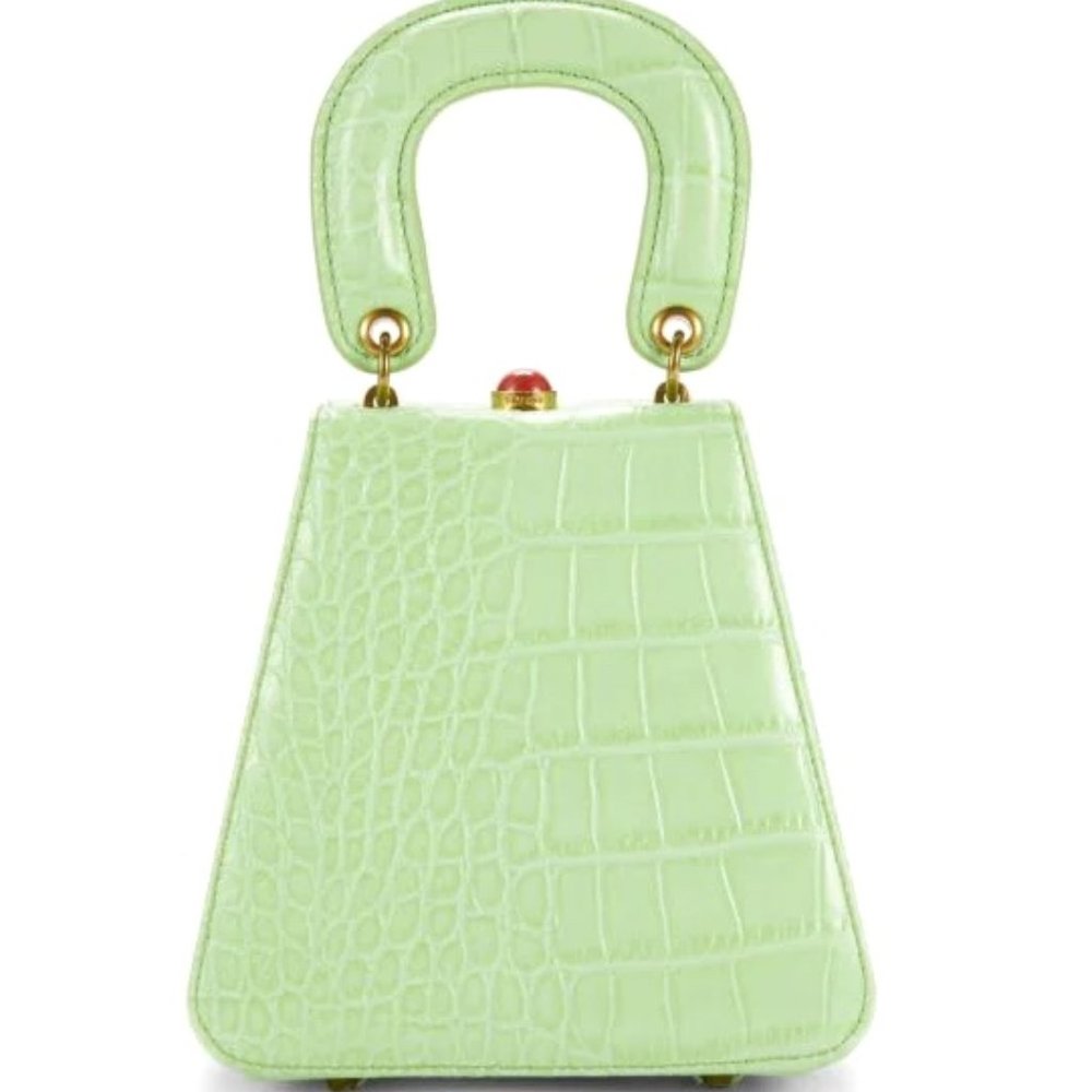 STAUD Kenny Croc-Embossed Leather Top Handle Bag - Picture 3 of 14